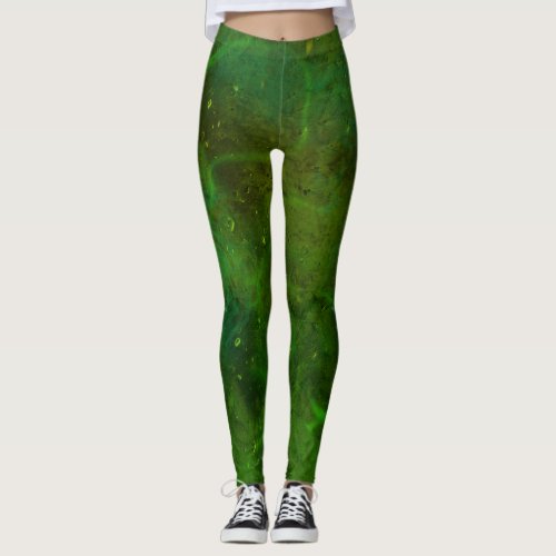 “Galaxia Verde” Abstract Leggings