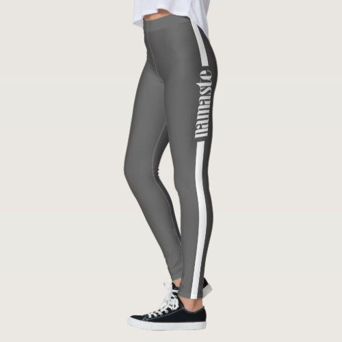 Grey and White Neutral Namaste Leggings