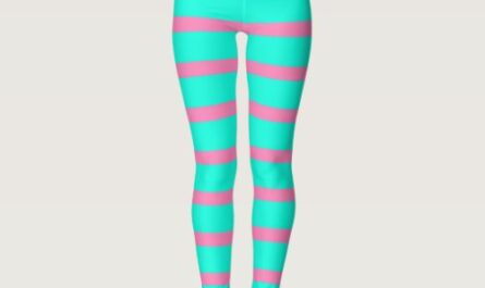 Pastel Turquoise Blue-green And Pink Stripes Leggings