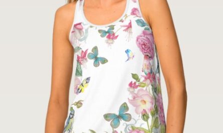 pretty summer butterfly birds n flowers  vacation tank top