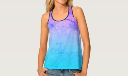 Purple, Blue & Teal Color Blend Crackle Yoga Top