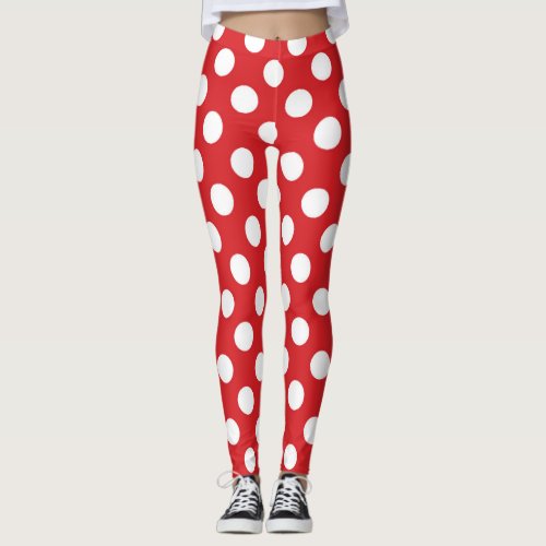 Red & White Polka Dots Birthday Party Leggings
