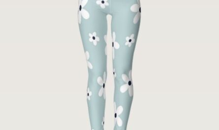 Summer Boho Blue White Daisy Flowers Leggings