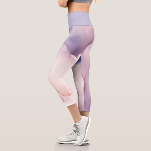 transparent light purple silk effect capri leggings