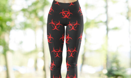 Biohazard Black and Red Motif Pattern  Leggings