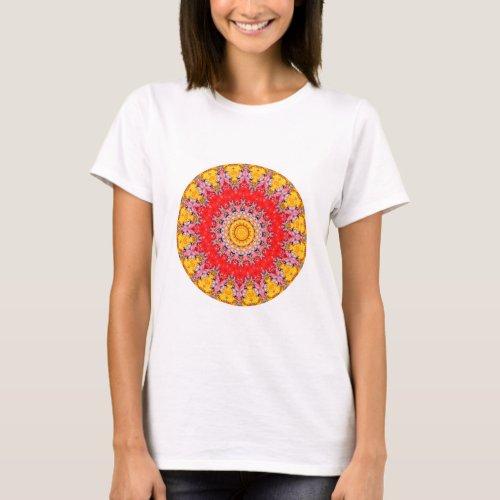 Colorful Red and Yellow Bohemian Mandala T-Shirt