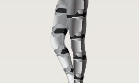 Modern Geometric Gray & Black Metallic Texture Leggings