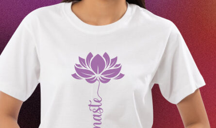Namaste Black Lotus Flower Modern Script T-Shirt