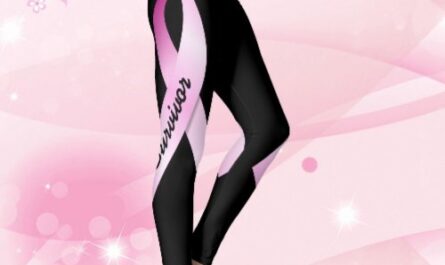 Pink Ribbon Personalize Breast Cancer Survivor Leggings