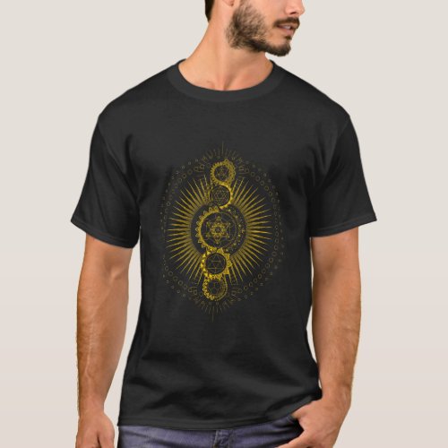Sacred Geometry Metatron's Cube Gold Transcendence T-Shirt