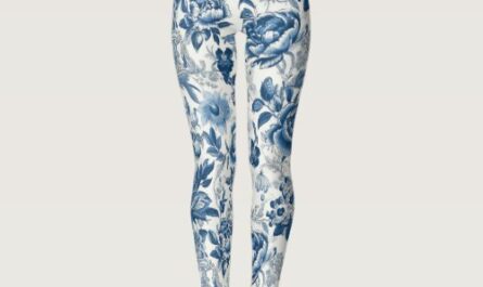 Chinoiserie Blue and White Peonies Floral Flowers Leggings