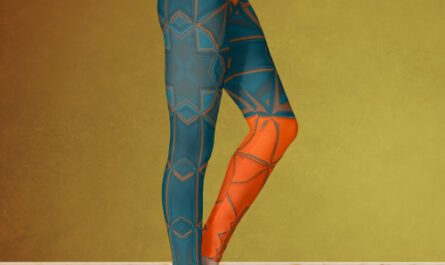 Mosaic Kaleidoscope Square Orange and Blue Leggings