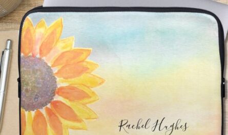 Personalized Floral Watercolor Yoga Instructor Laptop Sleeve