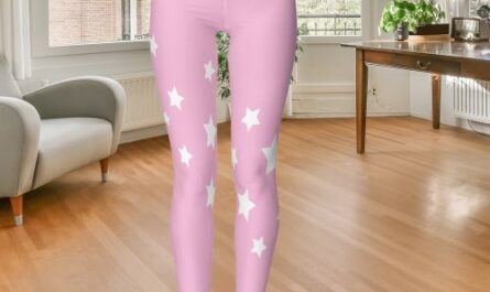 Pink white stars leggings