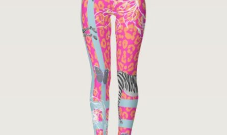 Stylish Modern Eclectic Fluo Pink Orange Blue Leggings