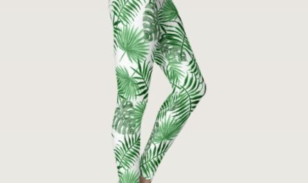 Tropical Lime Green Summer Palmtree Leafs Pattern Leggings