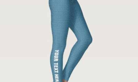Add Image Text Name Womens Modern Stylish Blue Leggings