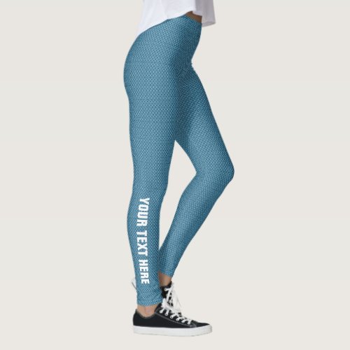 Add Image Text Name Womens Modern Stylish Blue Leggings
