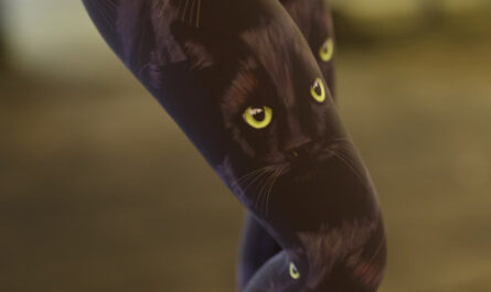 Black Cat Green Eyes Pattern Leggings