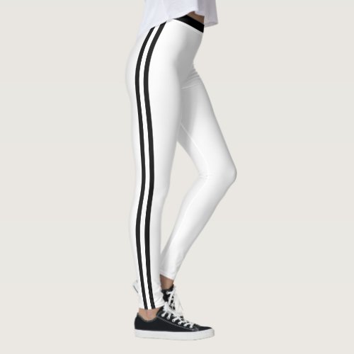 Black Side Stripe White Leggings – Your Colors