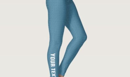 Custom Text Name Womens Modern Elegant Blue Leggings
