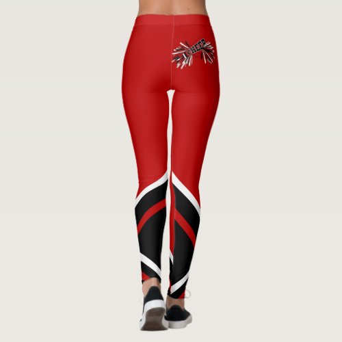 Dark Red, White and Black Cheerleader Megaphone Leggings