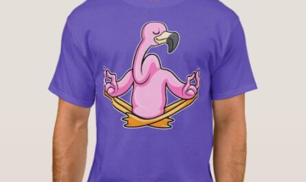 Flamingo at Yoga in Crosslegged T-Shirt