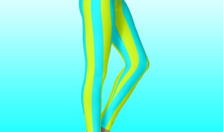 Neon Lime Yellow and Neon Cyan Cool Striped Leggings