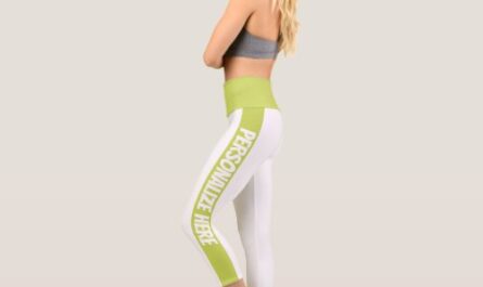 Personalized Green Striped Capri Leggings