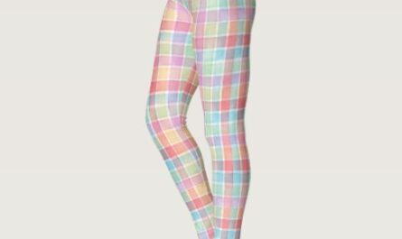 Spring colors plaid pattern leggings