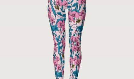 Sweet peas and bumblebees, pink and blue leggings