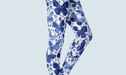 Butterflies Watercolor Indigo Blue Leggings
