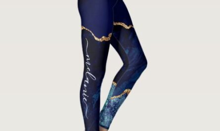 Navy Blue Gold Custom Letter and Name Leggings