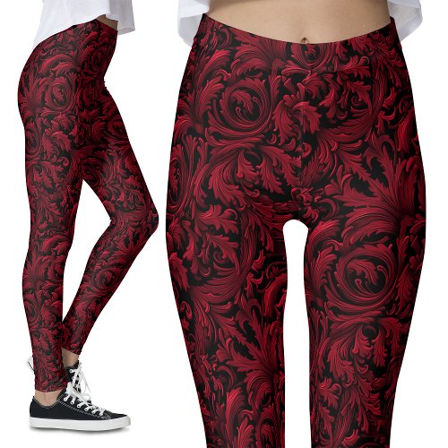 Vintage Gothic Pattern Leggings – Gothic Nostalgia