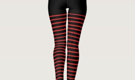 Black and Red Stripes Pattern Striped Leggings