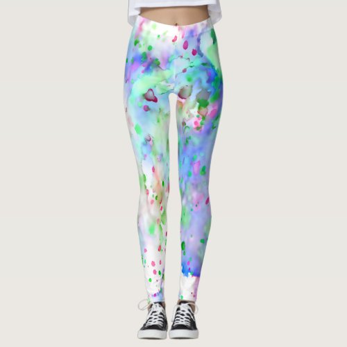 Fun Blue Green Purple & Pink Paint Splatter Leggings