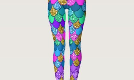 Glitter Colorful Multi-Colored Mermaid Scales Leggings
