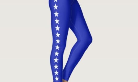 Glittering white stars on royal blue leggings
