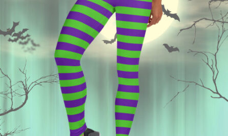 Green and violet stripes  leggings