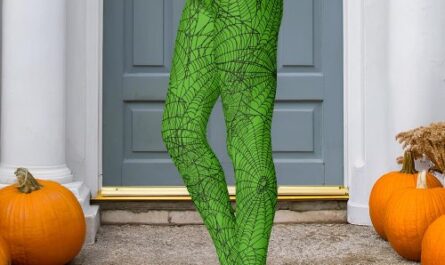Halloween Green and Black Spider Web Leggings