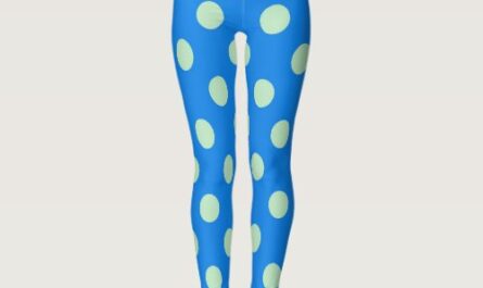Modern blue and lime polka dots pattern leggings