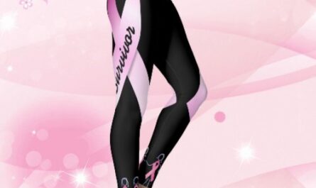 Pink Ribbon Ladies Personalize Black Leggings