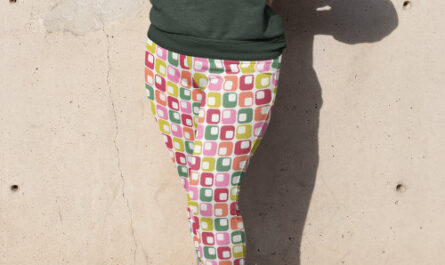 Retro Geometric Print 1970s Patterned Christmas Leggings