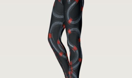 Black & Red Snake on Black Leggings