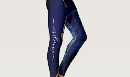 Navy Blue Gold Leggings Custom Letter and Name