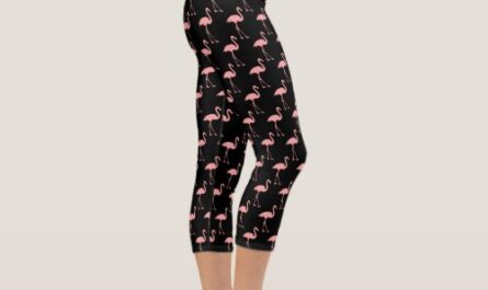 Pink flamingo bird high waist capri leggings