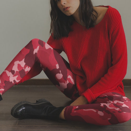 Red Camouflage Camo Pattern Military Leggings