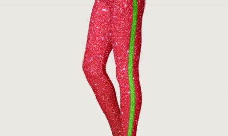 Red Green Glitter Christmas Leggings Stripes
