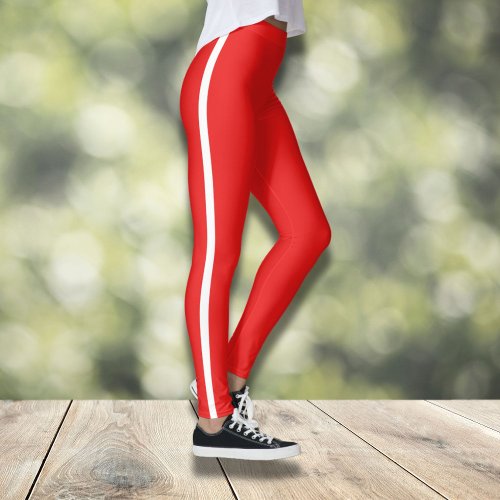 Red with White striped Leggings