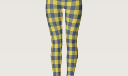 Retro Buffalo Plaid Tartan Pattern Yellow Blue  Leggings